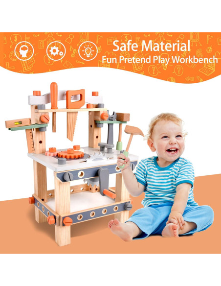 Banco de herramientas de madera Varbertos para niños 2.86 kg Banco de herramientas de madera Varbertos para niños 2.86 kg