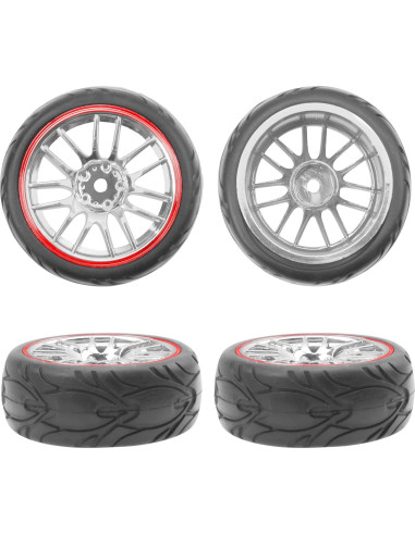 Llantas y Neumáticos RC 1/10 ShareGoo 66mm 14-Habitos Rojo