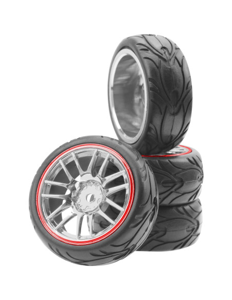 Llantas y Neumáticos RC 1/10 ShareGoo 66mm 14-Habitos Rojo Llantas y Neumáticos RC 1/10 ShareGoo 66mm 14-Habitos Rojo
