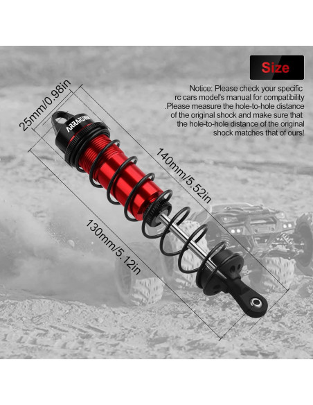 Amortiguadores Traseros RC 4PCS 130mm ARRAROWN Ajustables Amortiguadores Traseros RC 4PCS 130mm ARRAROWN Ajustables