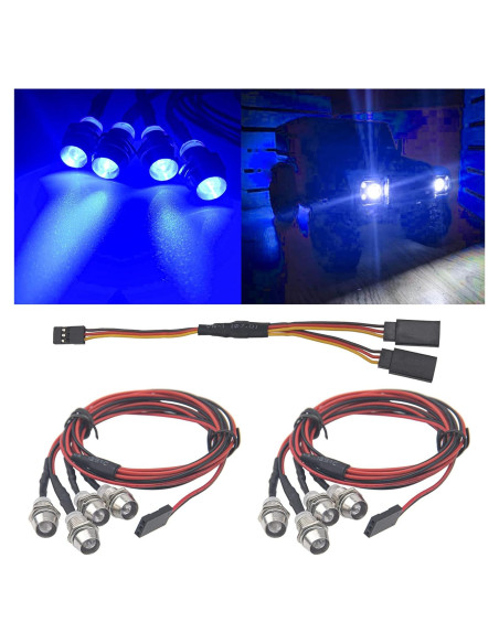 2 Faros LED HIRCQOO 4LED Azules para Coche RC 1/10 1/12 2 Faros LED HIRCQOO 4LED Azules para Coche RC 1/10 1/12