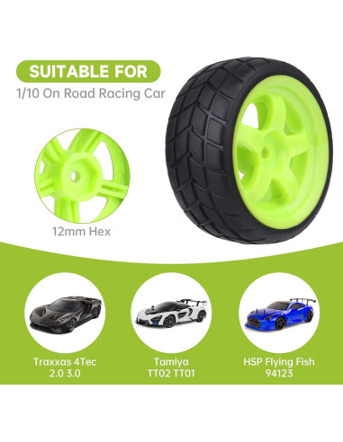 Ruedas y Neumáticos de Caucho Hobbyfire 65mm para RC 1/10