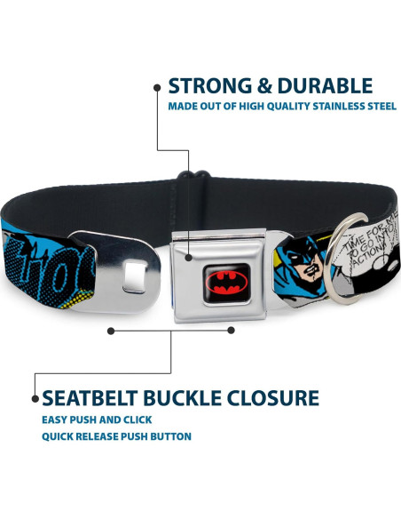 Collar de Perro Buckle-Down Batman 2.54 cm Ajustable Pequeño Collar de Perro Buckle-Down Batman 2.54 cm Ajustable Pequeño