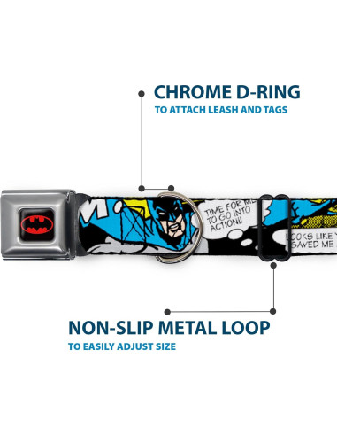 Collar de Perro Buckle-Down Batman 2.54 cm Ajustable Pequeño