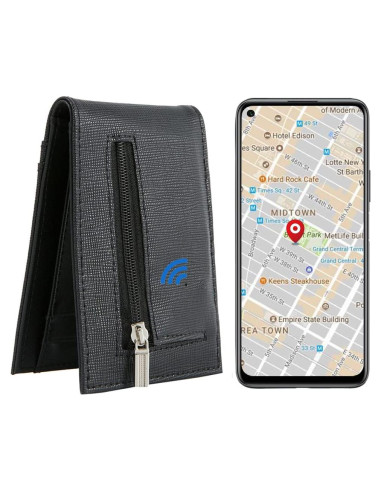 Billetera Antipérdida para Hombres con GPS - Negro-3