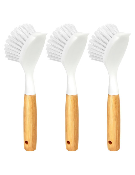 Set de 3 Cepillos de Platos Holikme con Mango de Bambú Set de 3 Cepillos de Platos Holikme con Mango de Bambú