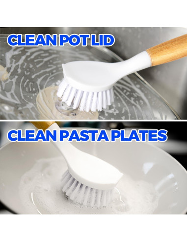 Set de 3 Cepillos de Platos Holikme con Mango de Bambú