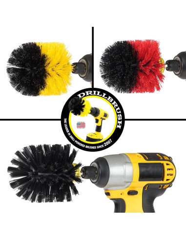 Kit de Cepillos de Limpieza Drillbrush 3 Piezas - Baño, Patio, BBQ