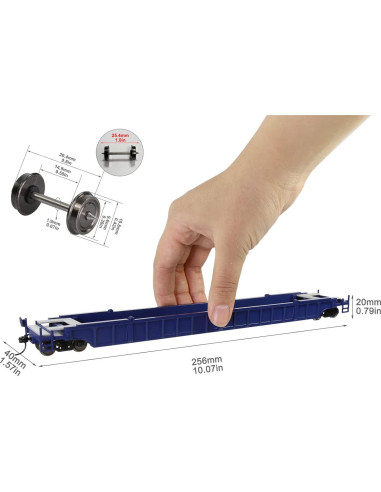 Carro Plano HO Evemodel 53ft Azul 1:87 para Ferrocarriles
