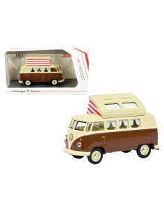 VW T1 Camper Bus Schuco 1:64 Techo Elevable Marrón Crema