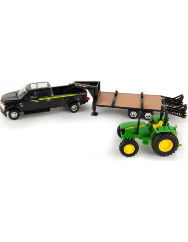 Conjunto de Juguetes ERTL Ford F350 y Tractor John Deere 5075E