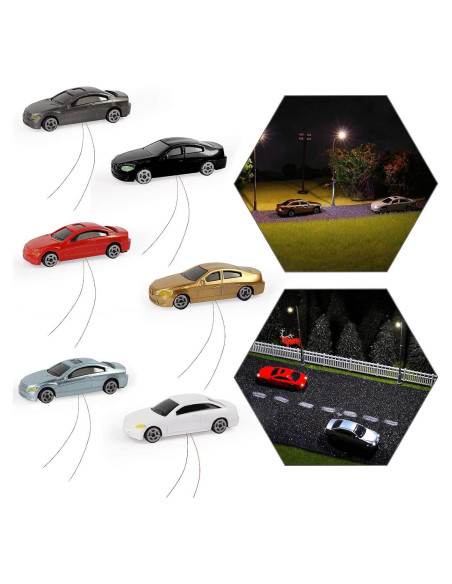 Coches Modelo Iluminados LED Evemodel 1:87 Escala HO - 8 Piezas Coches Modelo Iluminados LED Evemodel 1:87 Escala HO - 8 Piezas