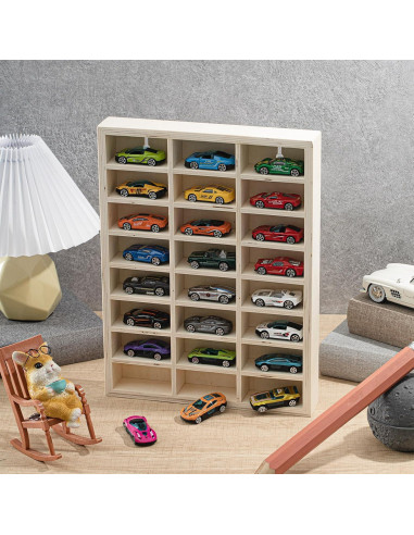 Estante de Exhibición de Coches de Juguete 24 Compartimentos Madera