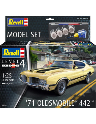 Kit de Modelo Revell 71 Oldsmobile 442 1:24 con Pinturas y Pegamento