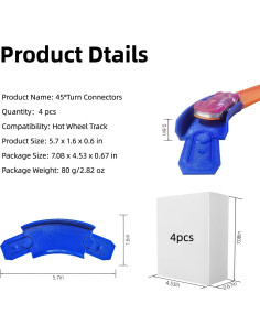 Conector Curva 45 Grados K TOMOTO para Pista Hot Wheels - Set de 4 2