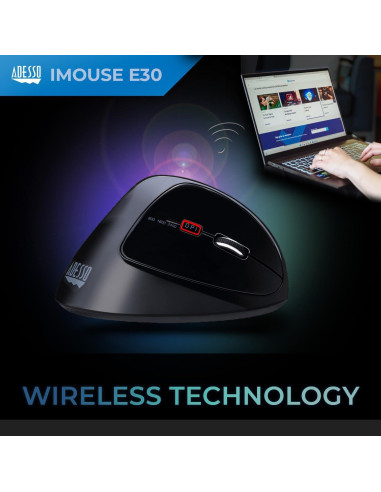 Ratón Vertical Inalámbrico ADESSO iMouse E30 Ergonómico 2400 DPI