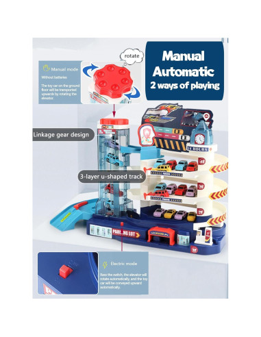 Pista de Coches de Juguete Dinosaurio con Estacionamiento Elevador