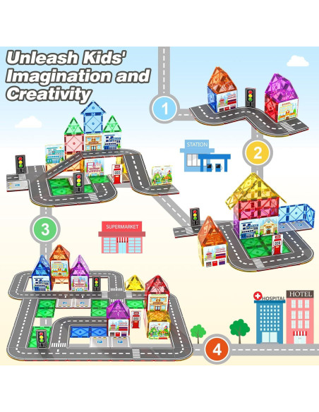 Juego de Construcción de Ciudad 92PCS Gooidea para Niños Juego de Construcción de Ciudad 92PCS Gooidea para Niños