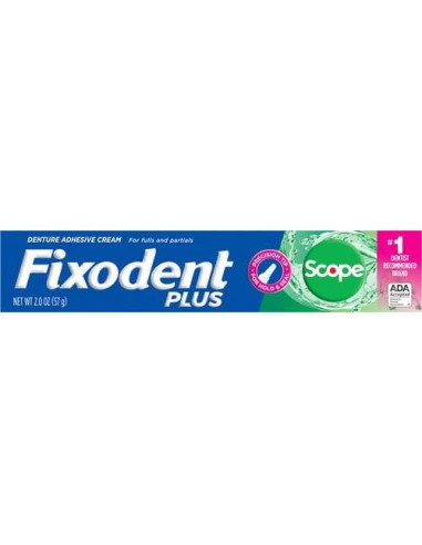 Adhesivo para Dentaduras Fixodent Plus Scope 56.7 g