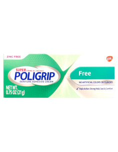 Crema Adhesiva para Dentaduras Poligrip - Fuerte, 5 Paquetes