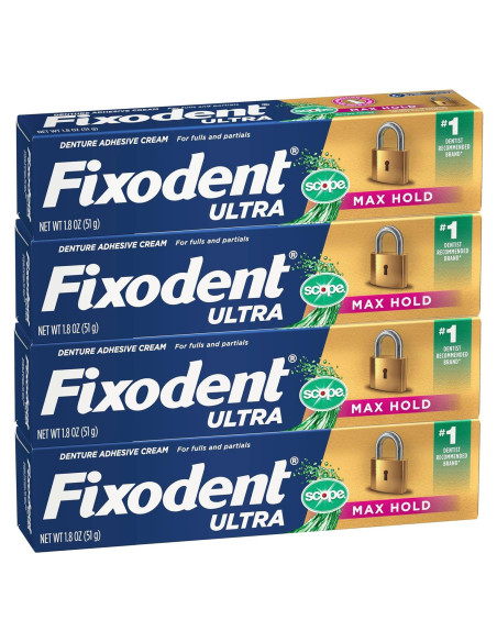 Adhesivo para Dentaduras Fixodent Ultra Max Hold 4x51g Adhesivo para Dentaduras Fixodent Ultra Max Hold 4x51g