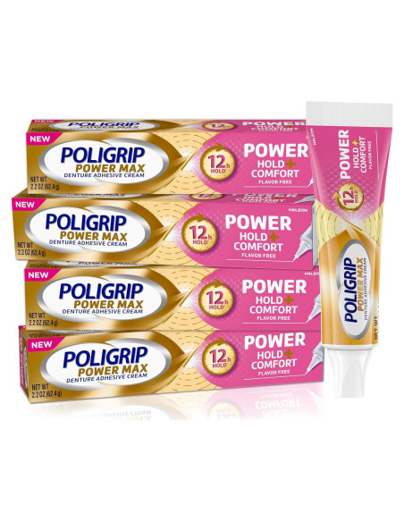 Poligrip Crema Adhesiva para Dentaduras 4x62.37g Sujeción 12h Poligrip Crema Adhesiva para Dentaduras 4x62.37g Sujeción 12h