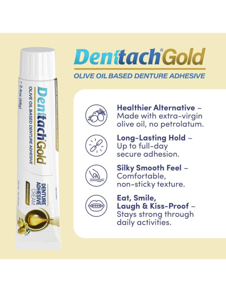 Adhesivo para Dentaduras Denttach Gold 68g - Libre de Zinc y Petrolato Adhesivo para Dentaduras Denttach Gold 68g - Libre de Zinc y Petrolato
