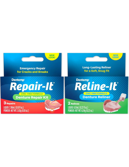Kit de Reparación de Dentaduras Dentemp Repair-it y Reline-it - Ajuste y Reajuste Kit de Reparación de Dentaduras Dentemp Repair-it y Reline-it - Ajuste y Reajuste