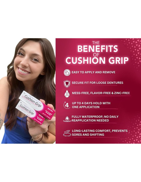 Adhesivo para Dentaduras Cushion Grip 28g - Ajuste y Comodidad Adhesivo para Dentaduras Cushion Grip 28g - Ajuste y Comodidad