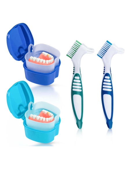 Estuche de Baño para Dentaduras KISEER 2 Piezas Azul Estuche de Baño para Dentaduras KISEER 2 Piezas Azul