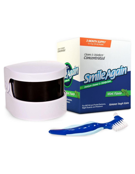 Kit de Limpieza Ultrasónica Smile Again para Dentaduras y Retenedores Kit de Limpieza Ultrasónica Smile Again para Dentaduras y Retenedores