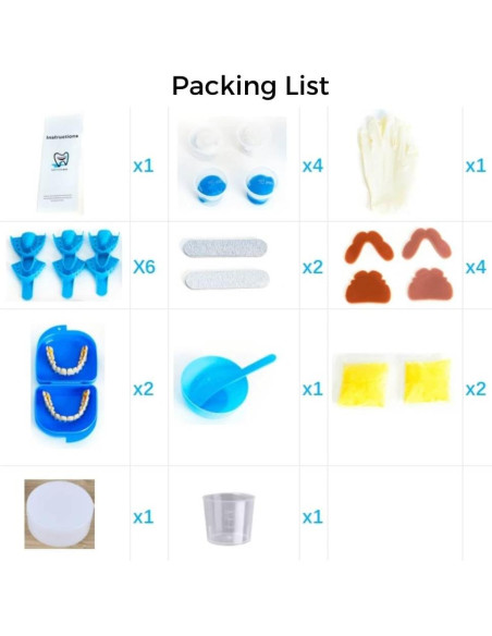Kit de Dentaduras DIY TANZHIKEJI, 2 pares, Dientes Falsos Naturales Kit de Dentaduras DIY TANZHIKEJI, 2 pares, Dientes Falsos Naturales