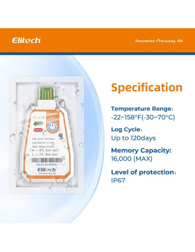 Registrador de Datos de Temperatura Elitech RC-17N NFC USB