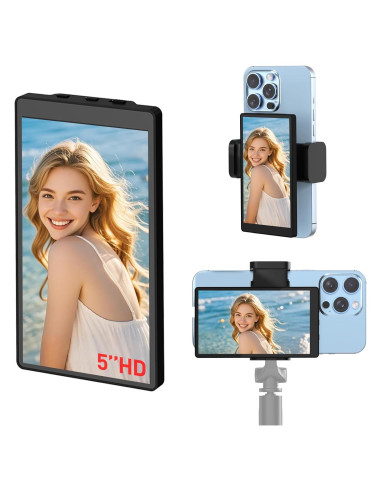 Monitor Selfie USBERG 5" HD para Vlog iPhone con Control Remoto
