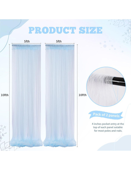 Cortina de Tul Azul Bebé con Luces 2 Pcs 1.52x3.05m Decoración Cortina de Tul Azul Bebé con Luces 2 Pcs 1.52x3.05m Decoración