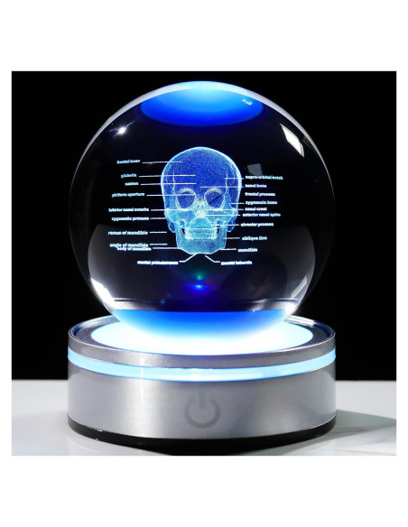 Bola de Cristal 3D Cráneo Humano 8 cm con Base LED Arikyrist Bola de Cristal 3D Cráneo Humano 8 cm con Base LED Arikyrist