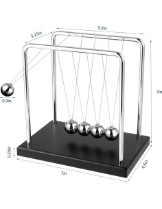 Péndulo de Newton Grande WXBRMCRY con 5 Bolas y Base de Madera 2