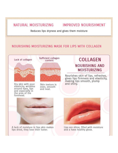Mascarilla Labial Hidratante Felico 30PCS Colágeno Rosa Mascarilla Labial Hidratante Felico 30PCS Colágeno Rosa