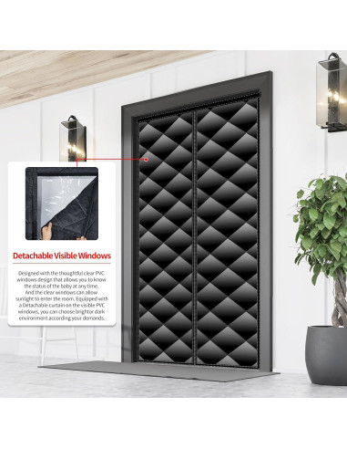 Cortina de Puerta Aislante Magnética Veanusiver 96x212cm Negra