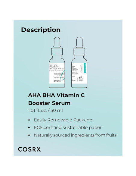 Suero Potenciador de Vitamina C COSRX 30ml AHA BHA Hidratante Suero Potenciador de Vitamina C COSRX 30ml AHA BHA Hidratante