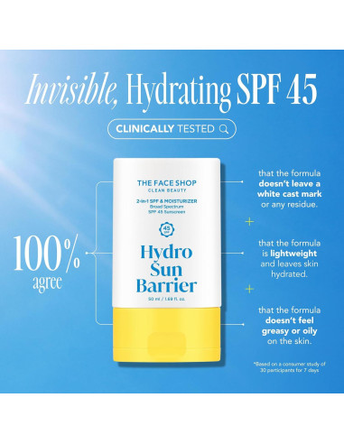 THE FACE SHOP Hidratante Solar SPF 45 Piel Grasa 50 ml