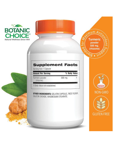 Suplemento Antioxidante de Cúrcuma Botanic Choice 180 Cápsulas