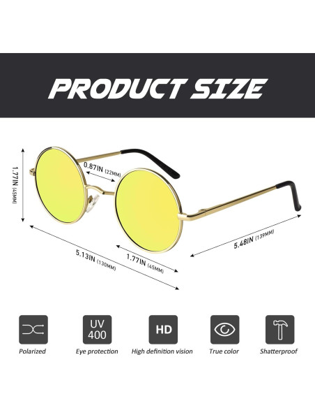 Gafas de Sol Redondas Polarizadas CGID UV400 Retro 45mm Gafas de Sol Redondas Polarizadas CGID UV400 Retro 45mm