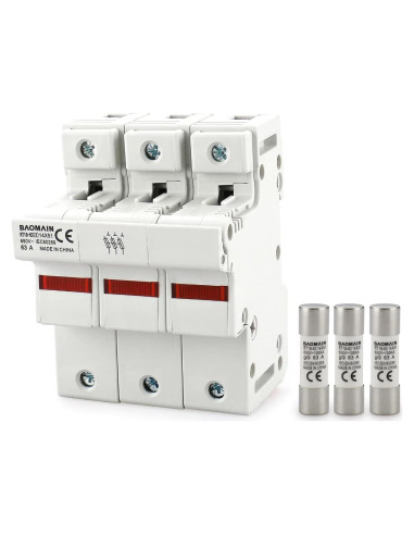 Portafusibles Baomain RT18-63 con 20 Fusibles Cerámicos 63A