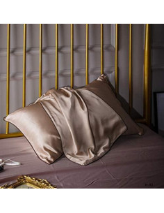 Funda de Almohada de Seda de Morera HENBANG 600 Hilos 48x74 cm Oro 2