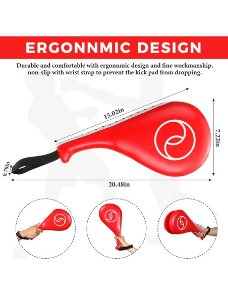 Almohadillas de Patada Taekwondo Poen 3 Pcs PU Rojo Almohadillas de Patada Taekwondo Poen 3 Pcs PU Rojo
