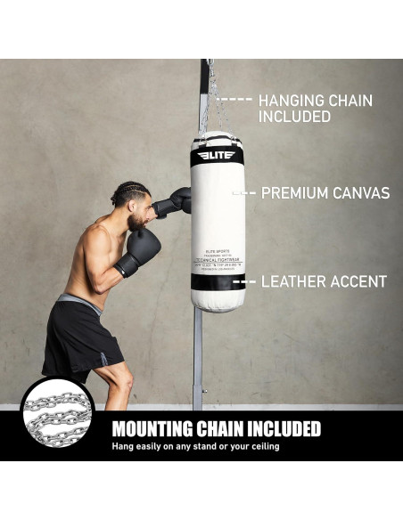 Saco de Boxeo de Lona Elite Sports 35.5x86.4cm Sin Relleno Saco de Boxeo de Lona Elite Sports 35.5x86.4cm Sin Relleno