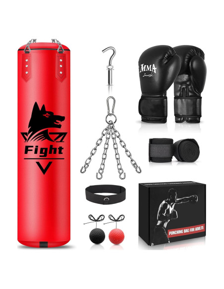 Bolsa de Boxeo Colgante YORWHIN 4FT + Guantes 12OZ + Accesorios Bolsa de Boxeo Colgante YORWHIN 4FT + Guantes 12OZ + Accesorios