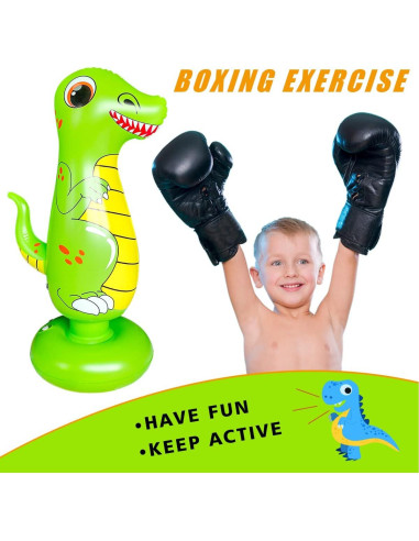 Saco de Boxeo Inflable Cweopo 120 cm Verde y Blanco para Niños