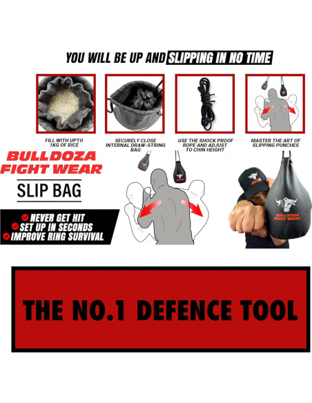 Bolsa de Slip BULL DOZA FIGHT WEAR - 1kg - Negra - Entrenamiento Bolsa de Slip BULL DOZA FIGHT WEAR - 1kg - Negra - Entrenamiento